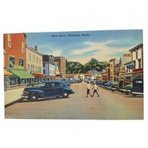 Postcard Main Street Winthrop Maine Linen Unposted - $6.98