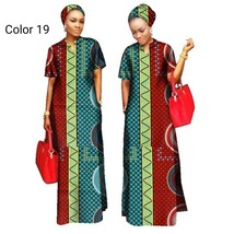 Plus Size African Women wax printing Cotton Dress Women Clothing Wth Wraps - $86.62