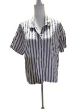 Vintage Patagonia Size M Women&#39;s Short Sleeve Striped Button Down Shirt - £18.51 GBP