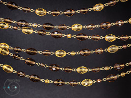 extra-long boho necklace, brown topaz, amber yellow Czech glass beads mix, ooak - £26.07 GBP