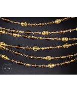 extra-long boho necklace, brown topaz, amber yellow Czech glass beads mi... - £25.94 GBP