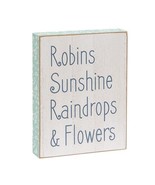 Sign Robins, Sunshine, Raindrops and Flowers Distressed Wooden Block Sign - $14.25