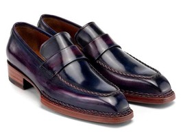 Paul Parkman Mens Shoes Purple Loafer Norwegian Welted Leather Handmade ... - $779.99
