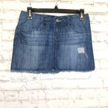 Tyte Womens Skirt Juniors 3 Blue Distressed Jean Cutoff Short Mini Denim Y2K - £23.69 GBP