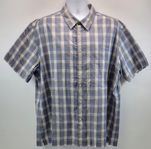 B) Van Heusen Men Plaid Check Blue White Short Sleeve Button Shirt XXL 1... - $19.79