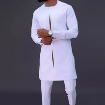 Dashiki Clothes For Men Shirt And Pants Set Solid Color Tops Trouser Suit  Men&#39; - £116.42 GBP