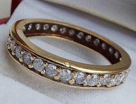 14k Yellow Gold Plated 2.25 Ct Round Cut Simulated Diamond Eternity Wedding Band - £42.64 GBP