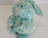 Princess Soft Toys Blue Green Bunny Bean Bag Plush Hairy Soft Chubby 2005 - £12.65 GBP