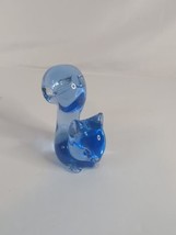 Blue Hand Blown Art Glass 3D Squirrel Paperweight Figurine 3.5&quot; Tall - £10.44 GBP