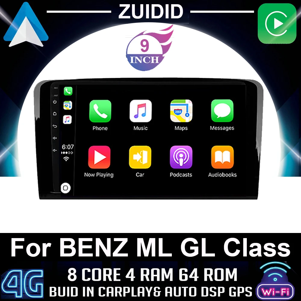 Car Audio 2 DIN Android Car Radio For Mercedes Benz ML GL W164 ML350 ML500 GL320 - £107.55 GBP+