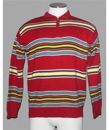 Ralph Lauren Multi Color Striped Bright Red Thick 1/4 Zip Cotton Sweater... - $26.99