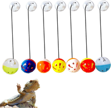 7 Pack Bearded Dragon Toys, Reptile Toy Bell Balls with Suction Cups and... - £12.69 GBP