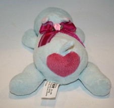 Fine Toy Blue Plush Hippo 10&quot; Heart Rump Laying Flower Pink Bow Stuffed ... - £10.61 GBP