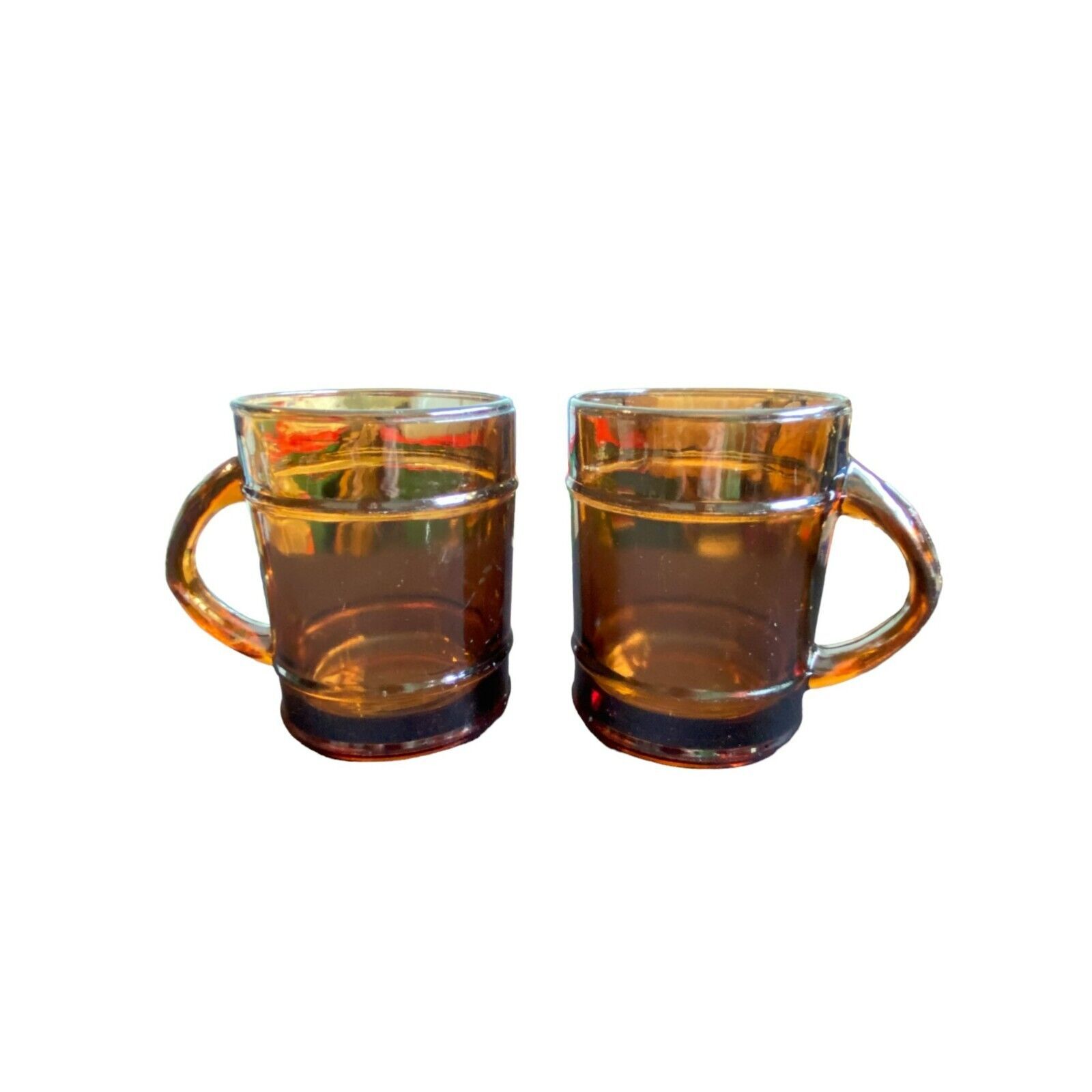 Primary image for 2 Vintage Amber Glass Fire king Coffee , Tea mug