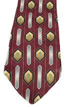 Albert Nipon Mens Red Geometric Silk Neck Tie Necktie  - £4.67 GBP