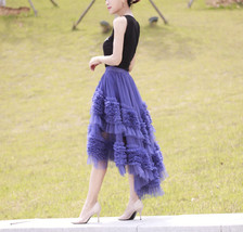 Purple High-low Layered Tulle Skirt Outfit Women Plus Size Fluffy Tulle Skirt image 3