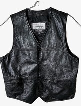 Wilsons Men XL XLarge Pelle Studios Black Button Down Leather Vest - $37.97