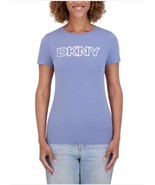 DKNY Womens T-Shirt Blue Short Cap Sleeves Crewneck Logo Relaxed Fit Lig... - $32.99