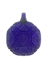 Vintage Reproduction Cobalt Blue Glass Cane &amp; Arch Handled Nappy Bowl Pr... - £14.13 GBP