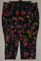 New Susan Graver $68 Uptown Stretch 5 Pocket Black W/ Floral PULL-ON Capri 24WP - £29.38 GBP