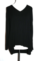 White House Black Market Black V Neck Long Sleeve Pleated Back Blouse Sz... - £17.77 GBP