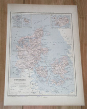 1887 Original Antique Map Of Denmark Bornholm Faroe / Iceland - £13.44 GBP