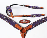 Horse Show Tack Bridle Western Leather Headstall Purple 8374A - $76.22