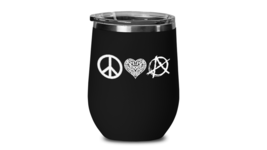 Peace Love Anarchy Stemless Stainless Steel Wine Tumbler Travel Cup with... - $25.97