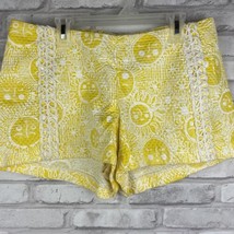 Lilly Pulitzer Womens Shorts Liza Flat Front Bottoms Yellow White Cotton Size 4 - £23.79 GBP