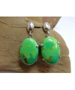 Green Turquoise Earrings Sally C Treasures Sterling Silver Dangle Earrings - $45.60