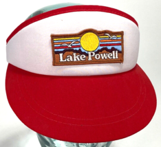 Vintage Lake Powell Strapback Visor Hat w Patch - Foam Red, White - $18.70