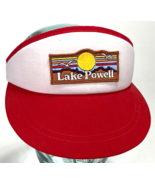 Vintage Lake Powell Strapback Visor Hat w Patch - Foam Red, White - $18.70