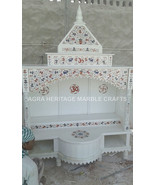 Marble White Mandir Temple Precious Inlaid Design Hindiusm Religious Dec... - £15,219.80 GBP
