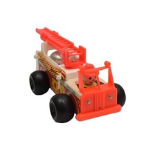 Vintage Fisher Price Fire Truck Fireman Moves Head Bell Rings Red Ladder - £23.62 GBP