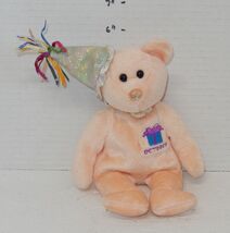 Ty Beanie Baby OCTOBER birthday Bear 6" plush toy peach - $177.66 MXN
