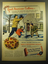 1950 Swift&#39;s Brookfield Pure Pork Sausage Ad - Building the Snow-Man - £14.78 GBP