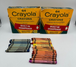 Vintage Crayola Crayons 64 Binney &amp; Smith USA Retired- Indian Red Thistle, Maize - £22.42 GBP