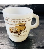 Milk Glass Coffee Mug Hartford WI Car Auto Show Swap Meet Cup 80s 1987 V... - £7.81 GBP