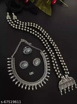Silver Oxidized Asian Women Necklace Set Boho Fashion Jewelry Wedding Gift - £24.23 GBP