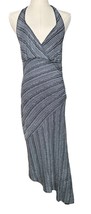 Vtg Y2K Charlotte Russe Black Silver Asymmetrical Hem Prom Party Halter ... - $34.64