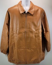 I) Vintage Women&#39;s Venezia Tan Brown Leather Bomber Jacket Size 24W - $49.49