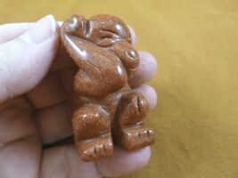Y-MON-723) orange Goldstone MONKEY APE gemstone carving figurine love CH... - $19.74