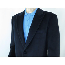 Men 100% Soft Wool 3/4 Length Winter Top Coat Cashmere Feel  #Til-71 Navy Blue image 3