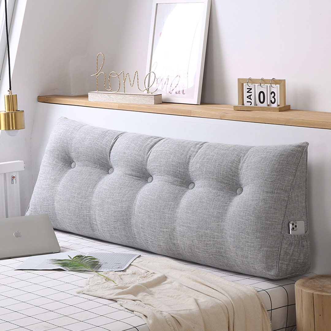 SOGA 4X 180cm Silver Triangular Wedge Bed Pillow Headboard Backrest Beds... - $488.50
