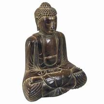 Buddha AR526 Meditation Serenity Double Lotus Hand Carved Wood 14" H - $69.29