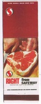 Matchbook Cover Safeway Supermarkets Steak Right - £0.78 GBP