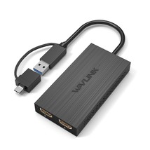 WAVLINK USB 3.0 to Dual HDMI UHD Universal Video Adapter - Supports 6 Mo... - £66.88 GBP