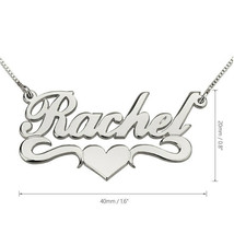 Personalized Sterling Silver Name Plate Heart Box Chain Necklace - £43.74 GBP+