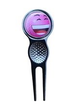 PINK HAPPY DESIGN DIVOT TOOL AND GOLF BALL MARKER. - £5.95 GBP