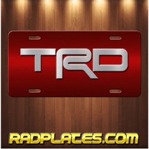 TOYOTA TRD Inspired Art on Silver and Red Aluminum Vanity license plate Tag - £15.66 GBP